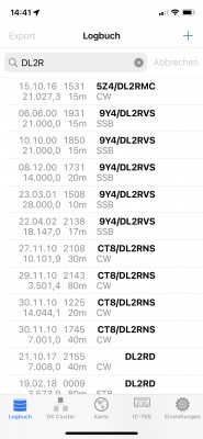 You will get a callsign search option for the iPhone